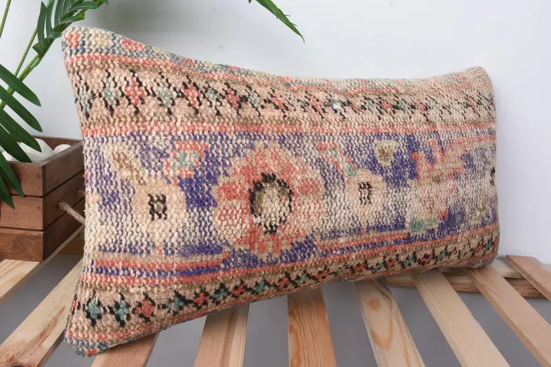 Shabby Chic Pillow Cover, Boho Pillow Sham Cover, 12x24 Blue Pillow Case, Neutral Cushion Case, Pillow for Sofa, Boho Pillow, Pillow Case - 5