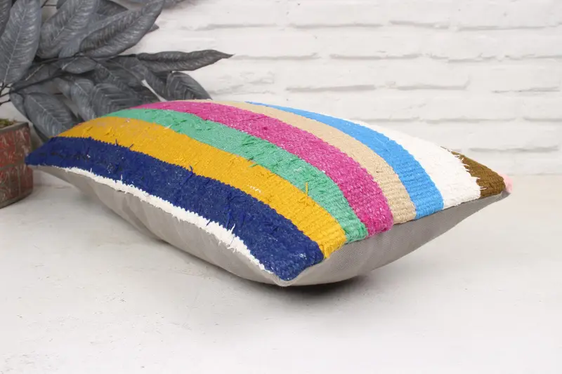 Outdoor Bolster Cushion Case, Cushion, Vintage Kilim Throw Pillow, 12x24 White Pillow Sham, Kilim Pillow Cover, Gift Pillow - 6