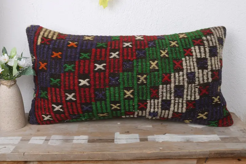 12x24 Red Cushion Cover, Interior Designer Pillow, Pillow Sham, Wholesale Cushion Cover, Ethnical Kilim Rug Pillow, Turkish Pillow - 2