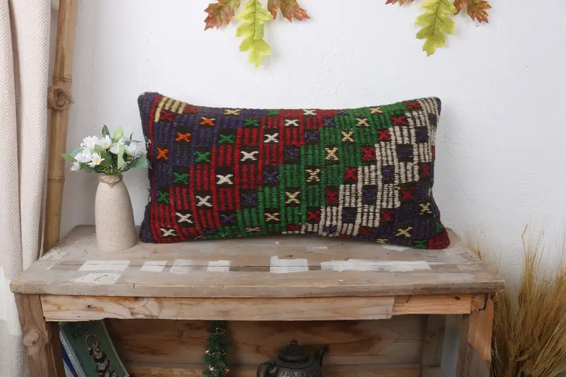 12x24 Red Cushion Cover, Interior Designer Pillow, Pillow Sham, Wholesale Cushion Cover, Ethnical Kilim Rug Pillow, Turkish Pillow - 1