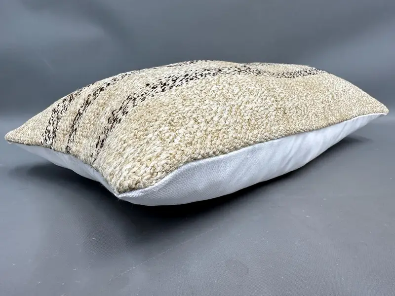 Kilim Pillow Cover, Christmas Cushion, Boho Pillow Sham Cover, Cotton Pillow Sham, Cushion Case, Handmade Kilim Cushion, 12x20 Beige Pillow Case - 6