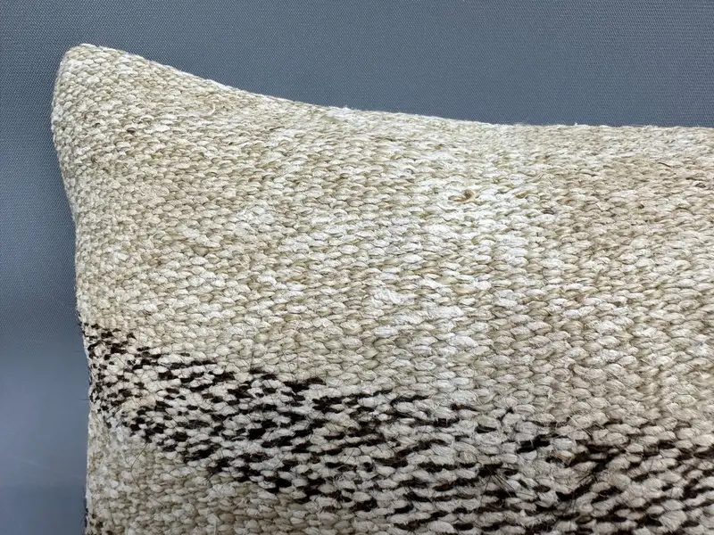 Kilim Pillow Cover, Christmas Cushion, Boho Pillow Sham Cover, Cotton Pillow Sham, Cushion Case, Handmade Kilim Cushion, 12x20 Beige Pillow Case - 5