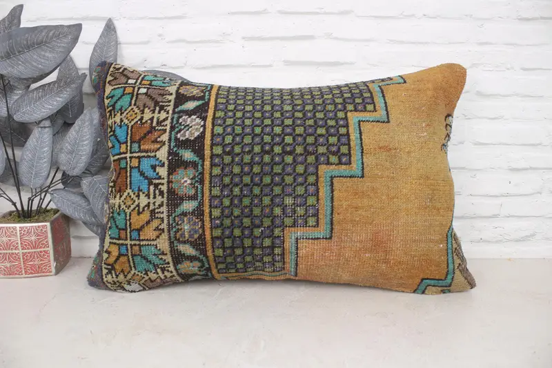 Pillow, Interior Designer Pillow, Kilim Cushion Sham, Shabby Chic Pillow Sham, Kilim Pillow Cover, 20x28 Brown Pillow Sham - 1