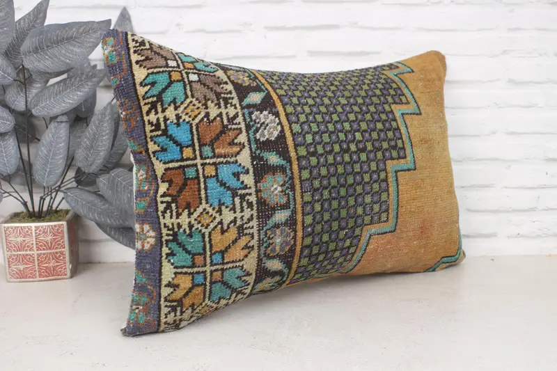 Pillow, Interior Designer Pillow, Kilim Cushion Sham, Shabby Chic Pillow Sham, Kilim Pillow Cover, 20x28 Brown Pillow Sham - 3