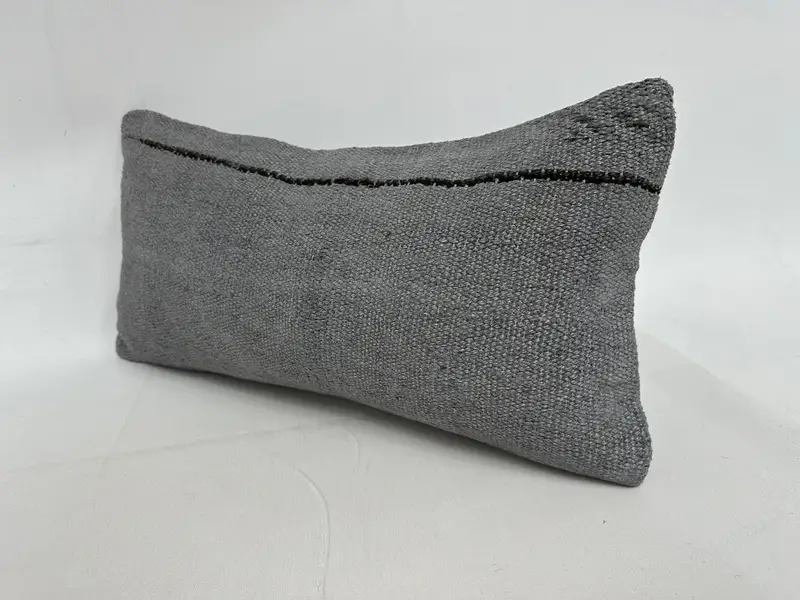 Turkish Bench Cushion Cover, Vintage Kilim Pillow, Cushion Case, 10x20 Gray Cushion Cover, Home Decor Pillow, Kilim Pillow Cover - 3