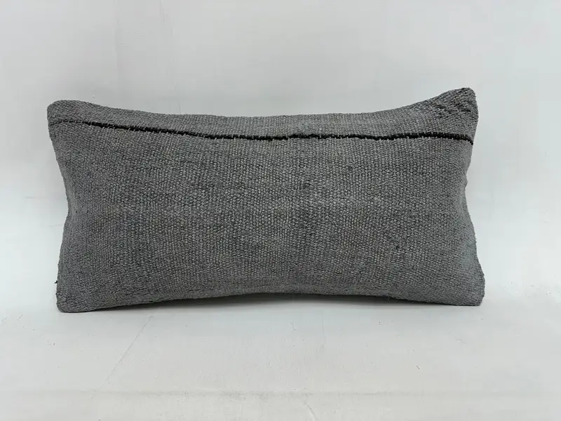 Turkish Bench Cushion Cover, Vintage Kilim Pillow, Cushion Case, 10x20 Gray Cushion Cover, Home Decor Pillow, Kilim Pillow Cover - 1