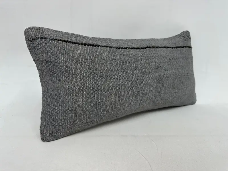Turkish Bench Cushion Cover, Vintage Kilim Pillow, Cushion Case, 10x20 Gray Cushion Cover, Home Decor Pillow, Kilim Pillow Cover - 2
