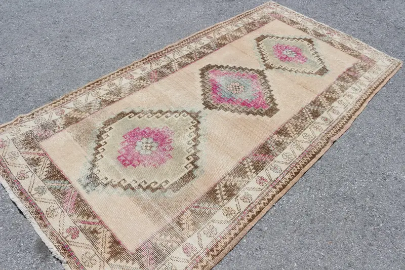 4.3x8.2 ft Vintage Halı, Alan Türk Halısı, Kahverengi Halı - 1
