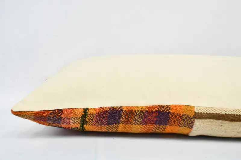 Vintage Kilim Pillow, Boho Pillow, Pattern Throw Cushion, Boho Throw Pillow, Throw Kilim Pillow, 12x36 Orange Cushion Case, Pillow - 6