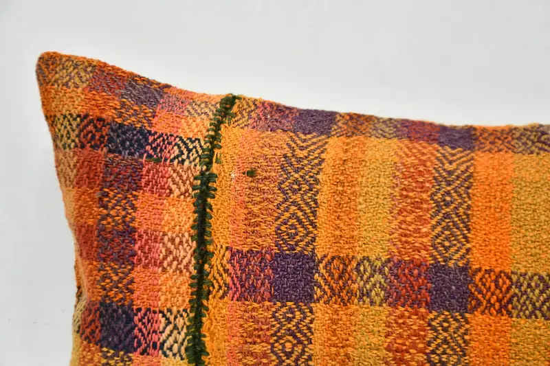 Vintage Kilim Pillow, Boho Pillow, Pattern Throw Cushion, Boho Throw Pillow, Throw Kilim Pillow, 12x36 Orange Cushion Case, Pillow - 2