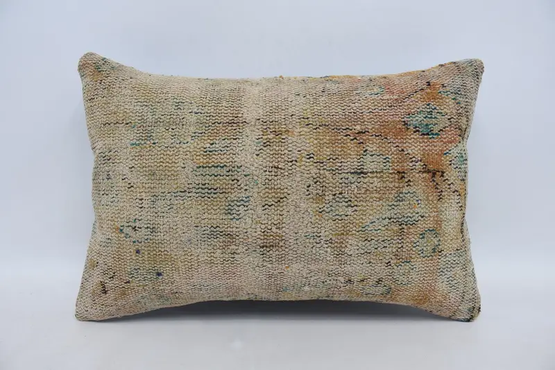 Boho Pillow, Sofa Cushion, Bolster Throw Cushion Case, 16x24 Beige Pillow Cover, Cushion Case, Turkish Pillow, Turkish Kilim Pillow - 1