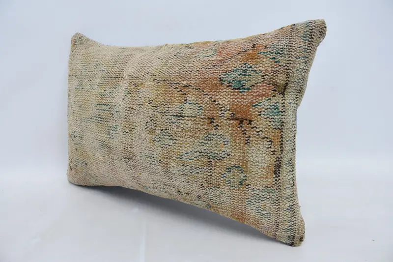 Boho Pillow, Sofa Cushion, Bolster Throw Cushion Case, 16x24 Beige Pillow Cover, Cushion Case, Turkish Pillow, Turkish Kilim Pillow - 4