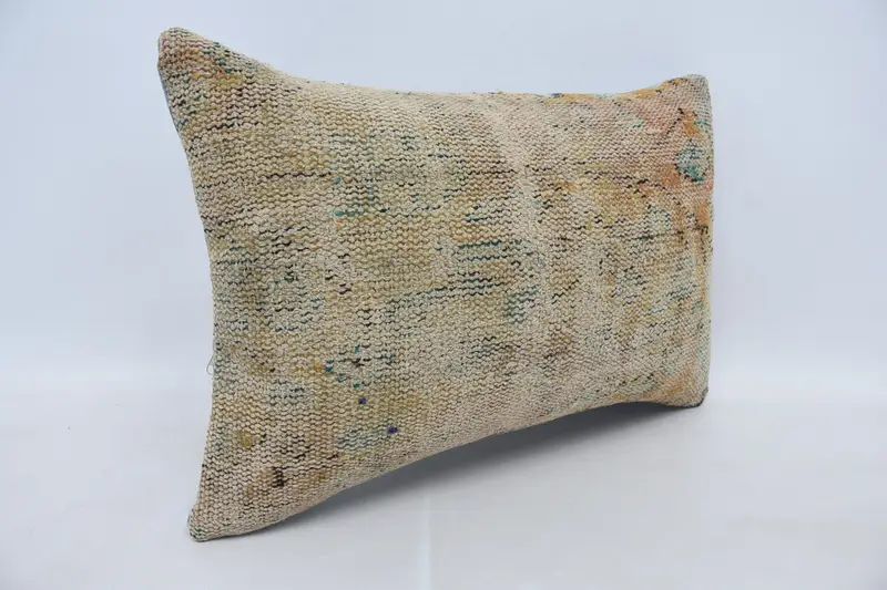Boho Pillow, Sofa Cushion, Bolster Throw Cushion Case, 16x24 Beige Pillow Cover, Cushion Case, Turkish Pillow, Turkish Kilim Pillow - 3