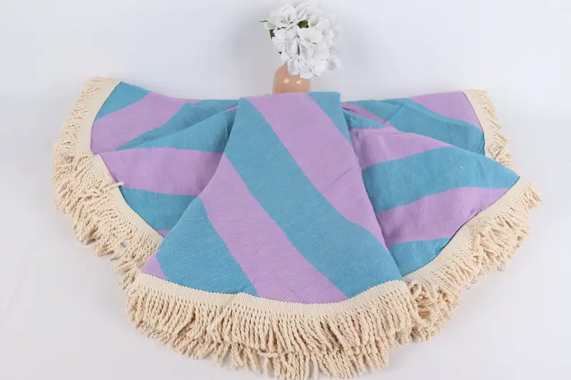 Bachelor Bachelorette Party Favors, 64x64 Cotton Striped Round Towel, Peshtemal Towel, Oversized Beach Towel, Bridal Shower Favors, Home Decor Towel - 2