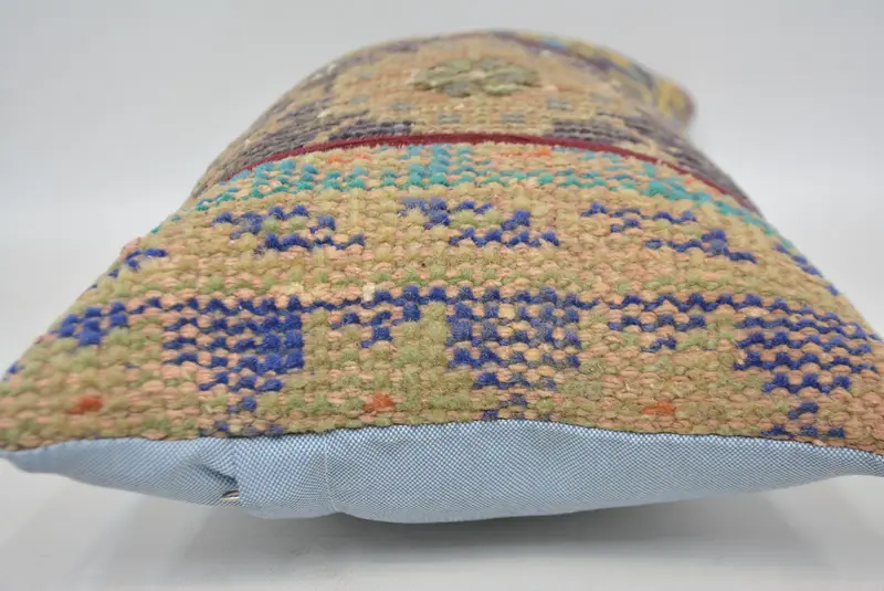 Vintage Kilim Pillow, Pillow Cover, Decorative Bolster Pillow Sham, Ethnical Kilim Rug Pillow, Turkish Kilim Pillow, 12x20 Blue Cushion Case - 5