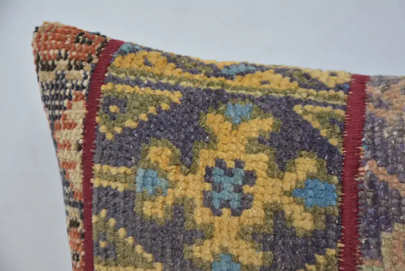 Vintage Kilim Pillow, Pillow Cover, Decorative Bolster Pillow Sham, Ethnical Kilim Rug Pillow, Turkish Kilim Pillow, 12x20 Blue Cushion Case - 2