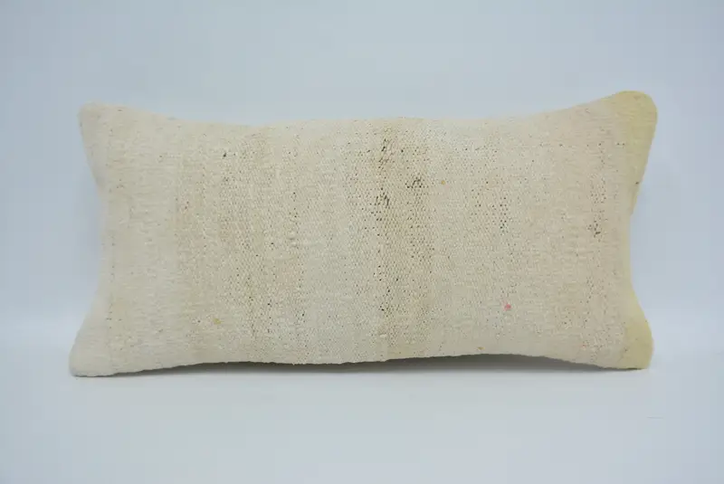 Gift Pillow, Ethnical Kilim Rug Pillow, Handmade Kilim Cushion, Nautical Throw Pillow Case, 12x24 White Pillow, Cushion Cover, Nomadic Pillow Case - 1