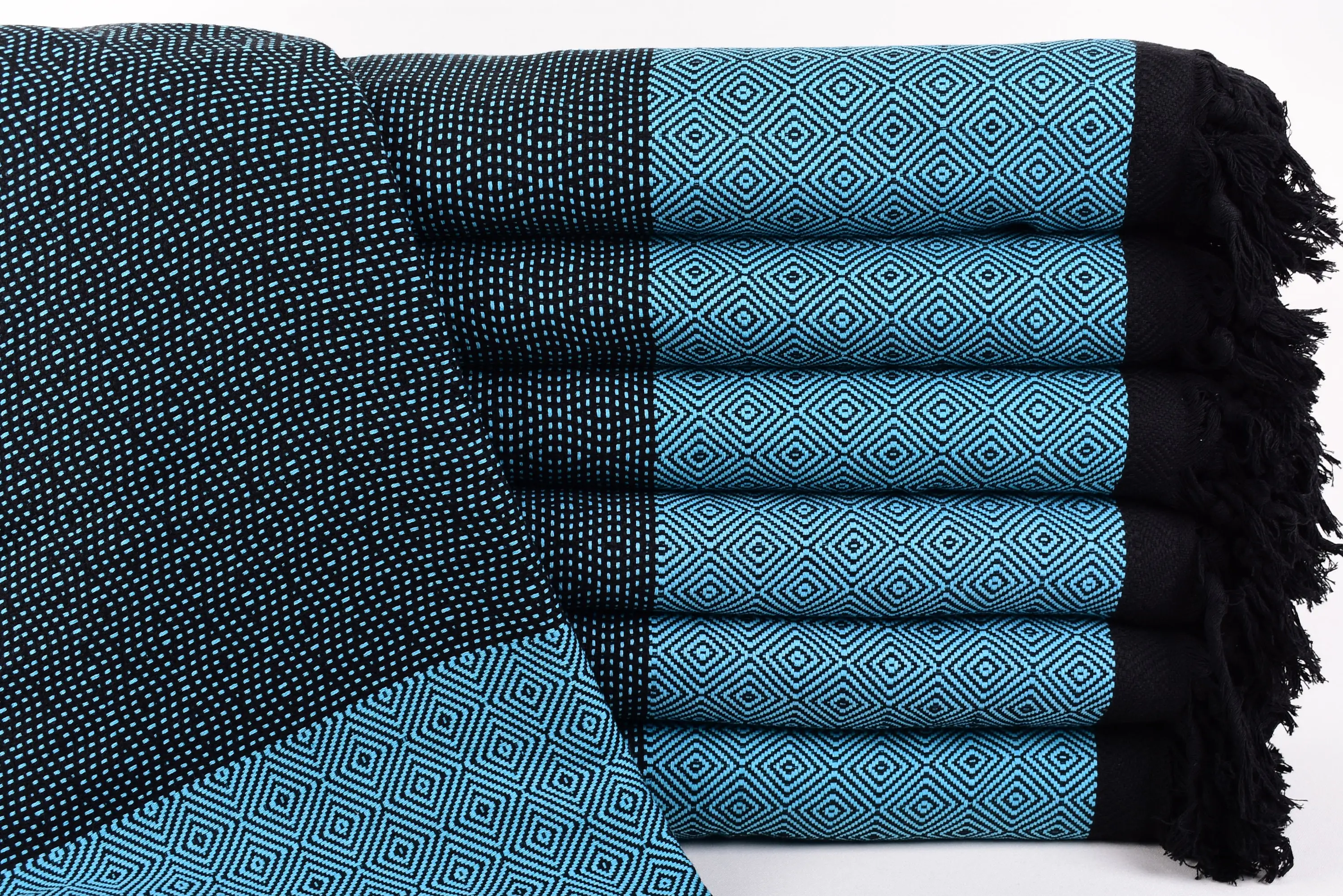 Personalized Turquoise Diamond Throw Blanket, 99x79 Inches, Organic Cotton - 1