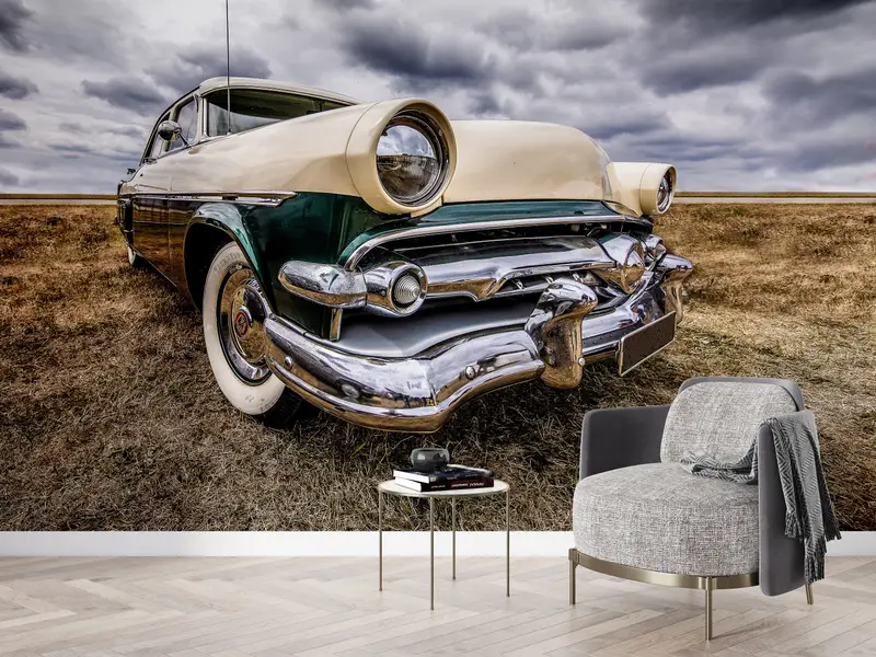 Custom Wall Paper,Modern Wall Paper,Old Car Wall Art,Wall Paper Peel and Stick,Garage Wallpaper,Garage Wall Print, - 7