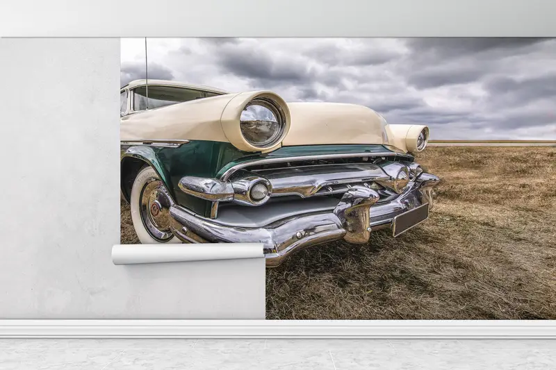 Custom Wall Paper,Modern Wall Paper,Old Car Wall Art,Wall Paper Peel and Stick,Garage Wallpaper,Garage Wall Print, - 5