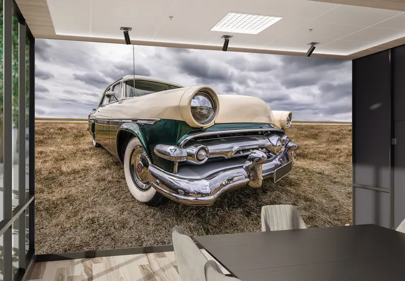Custom Wall Paper,Modern Wall Paper,Old Car Wall Art,Wall Paper Peel and Stick,Garage Wallpaper,Garage Wall Print, - 2