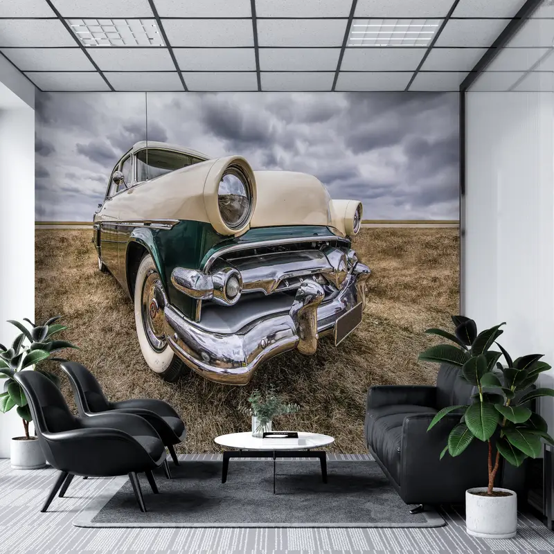 Custom Wall Paper,Modern Wall Paper,Old Car Wall Art,Wall Paper Peel and Stick,Garage Wallpaper,Garage Wall Print, - 8