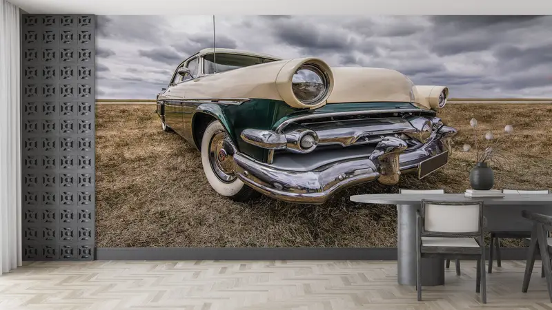 Custom Wall Paper,Modern Wall Paper,Old Car Wall Art,Wall Paper Peel and Stick,Garage Wallpaper,Garage Wall Print, - 6