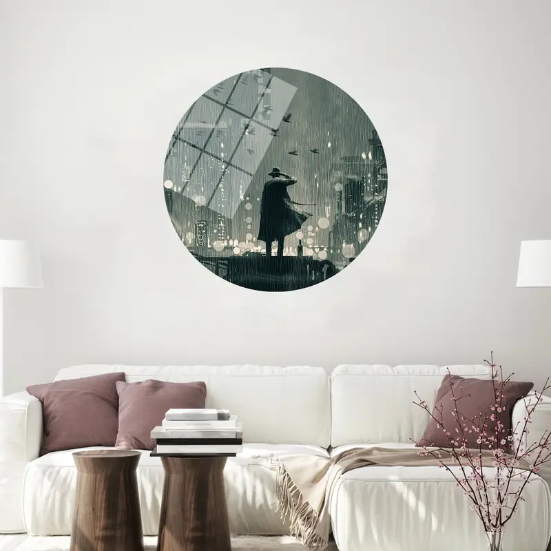 Gub Night Landscape Canvas: Man Illustration Escape Detective Art
