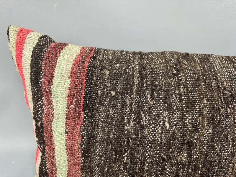 Vintage Pillow, 16x48 Brown Pillow, Cushion Case, Handmade Rug Seat Cushion, Office Chair Pillow Sham, Vintage Kilim Pillow, Kilim Pillow - 5