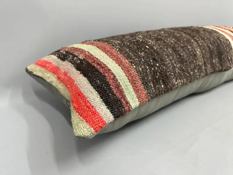 Vintage Pillow, 16x48 Brown Pillow, Cushion Case, Handmade Rug Seat Cushion, Office Chair Pillow Sham, Vintage Kilim Pillow, Kilim Pillow - 6