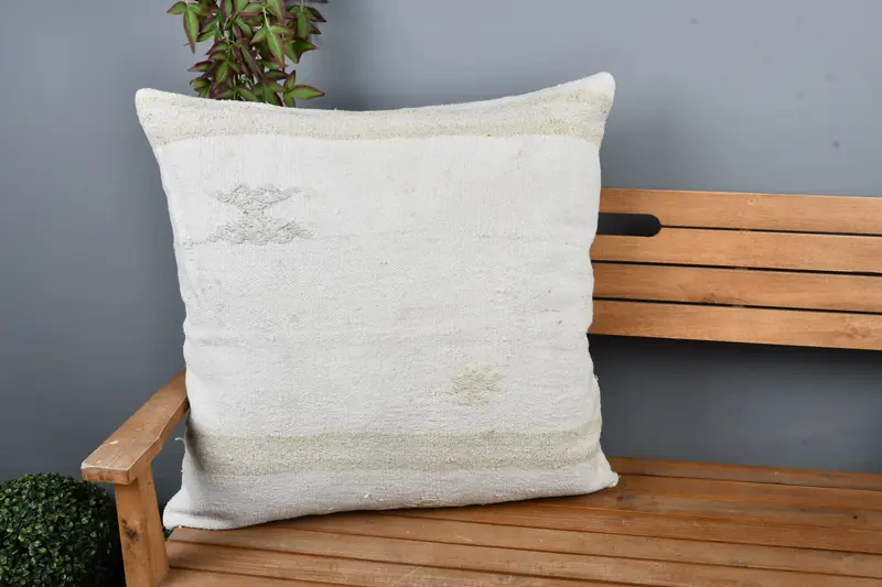 Sofa Pillow Case, Vintage Kilim Throw Pillow, Cushion, Boho Pillow Sham Cover, 28x28 White Pillow Cover, Antique Pillows, One Of A Kind Pillow - 1