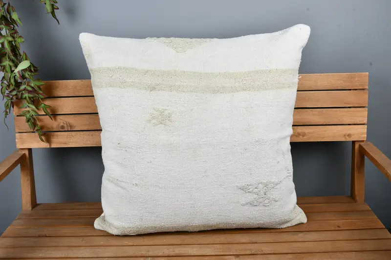 Sofa Pillow Case, Vintage Kilim Throw Pillow, Cushion, Boho Pillow Sham Cover, 28x28 White Pillow Cover, Antique Pillows, One Of A Kind Pillow - 6