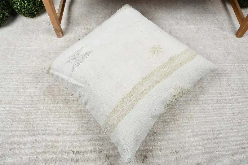 Sofa Pillow Case, Vintage Kilim Throw Pillow, Cushion, Boho Pillow Sham Cover, 28x28 White Pillow Cover, Antique Pillows, One Of A Kind Pillow - 7