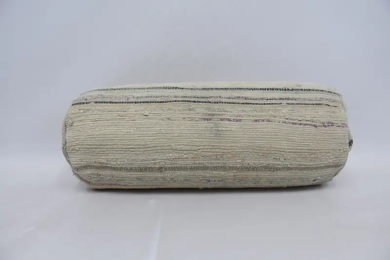 Handgefertigtes beige besticktes Wurfkissen, Vintage braunes Akzentkissen