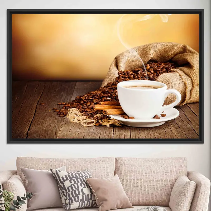 Elegante braune Leinwand für die Kaffeeküche – personalisiertes Geschenk für Kaffeeliebhaber