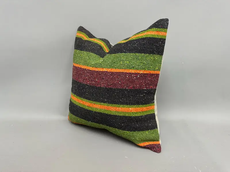 Pillow for Couch, Vintage Pillow Cover, Cushion Cover, Boho Pillow, 18x18 Green Cushion Cover, Southwestern Pillow Sham, Handmade Kilim Cushion - 3