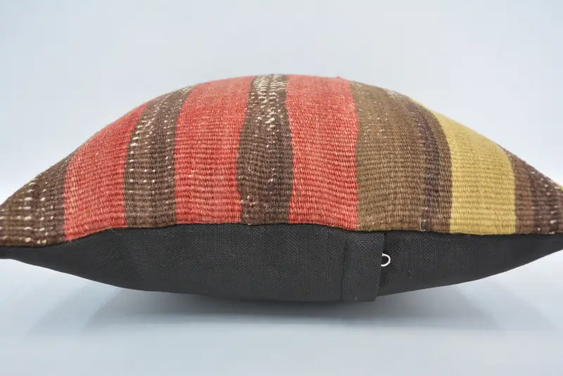 Boho Pillow, Pillow for Couch, Handmade Rug Seat Cushion Case, Turkish Kilim Pillow, Nomadic Pillow, 16x16 Red Cushion Cover, Cushion Cover - 5