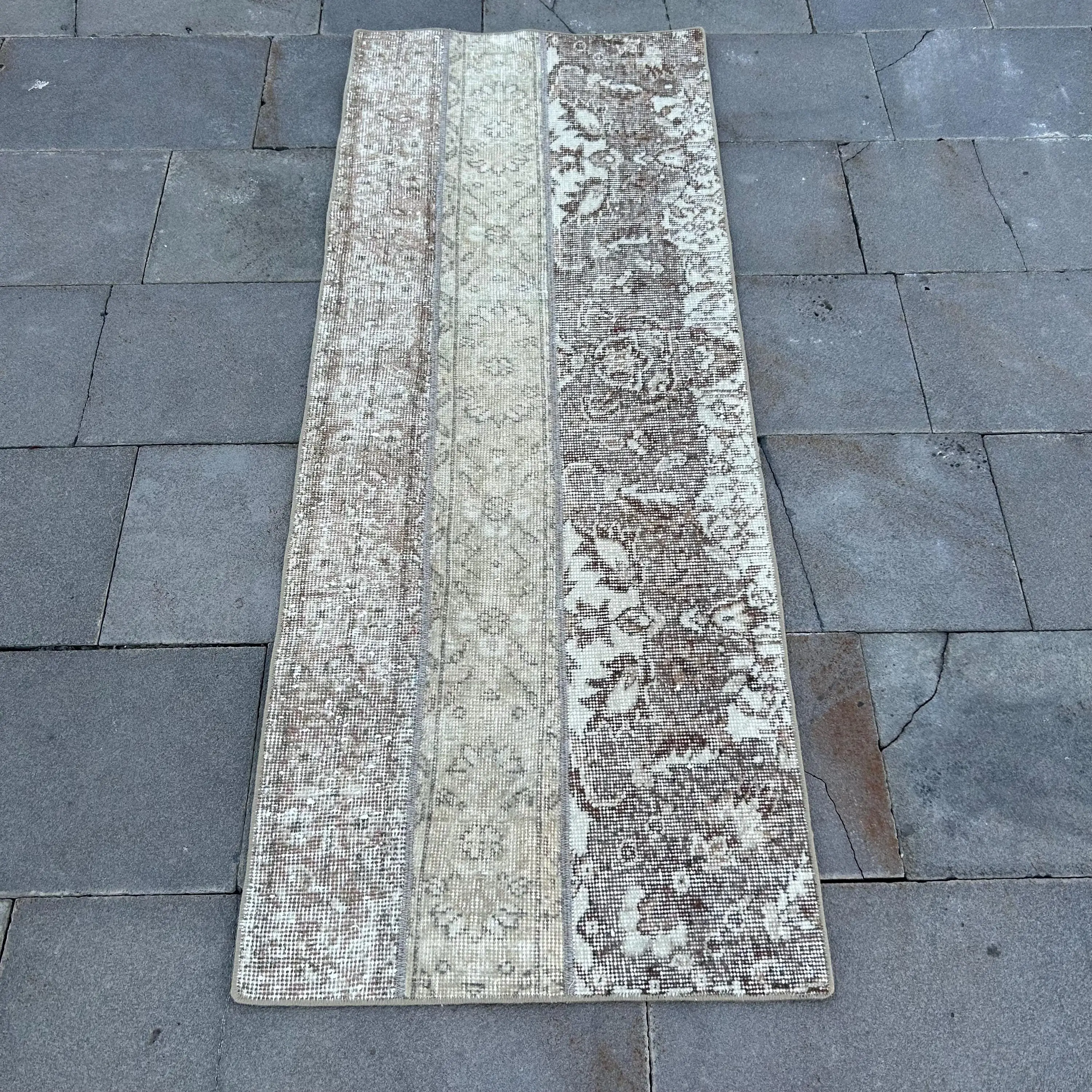 2.1x5.3 ft Rug, Vintage Turkish Rug, Gray Ikat Rug - 1