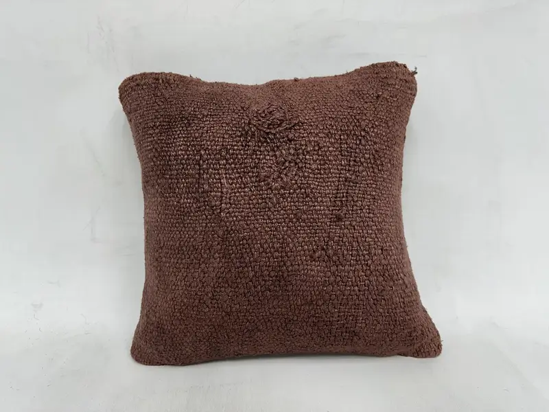 Pillow Sham, Authentic Cushion Cover, 16x16 Brown Cushion Cover, Antique Pillows, Throw Kilim Pillow, Tapestry Pillow Case, Turkish Kilim Pillow - 1