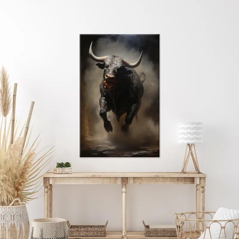 Elegante lienzo negro de animales salvajes para decoración de loft de cueva de hombre