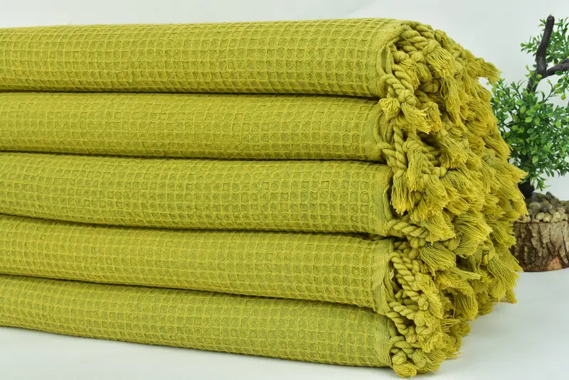 Woven Throw Blanket, Wedding Hand Made Gift, Tablecloth, Couch Cover, 92x68 Cotton Waffle Towel, Personalized Blanket, Bachelorette Large Towel - 3