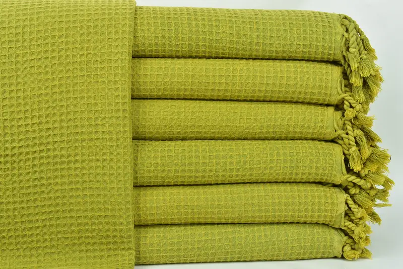 Woven Throw Blanket, Wedding Hand Made Gift, Tablecloth, Couch Cover, 92x68 Cotton Waffle Towel, Personalized Blanket, Bachelorette Large Towel - 1