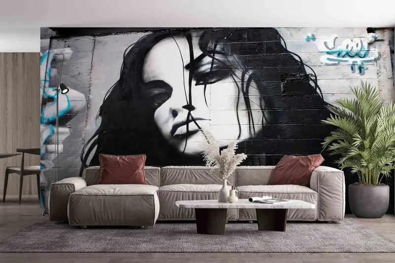 Girl Wall Poster, 3D Paper Art, Woman Graffiti Wall Paper, Woman Street Digital Paper, Graffiti Wall Paper, Wall Art Decor, 3D Papercraft, - 2