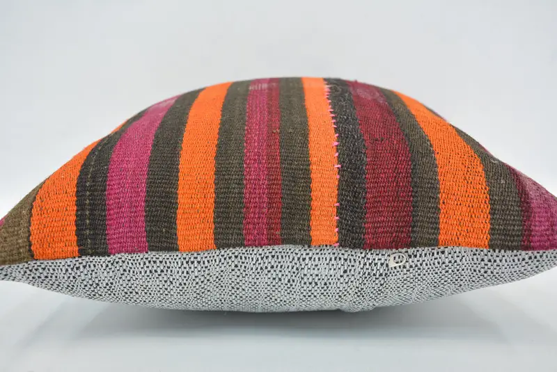 Pillow Sham, Car Pillow Sham, Turkish Kilim Pillow, Antique Pillows, Floor Cushion, 16x16 Orange Pillow Sham, Vintage Pillow, Bench Pillow - 5