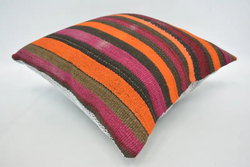Pillow Sham, Car Pillow Sham, Turkish Kilim Pillow, Antique Pillows, Floor Cushion, 16x16 Orange Pillow Sham, Vintage Pillow, Bench Pillow - 6