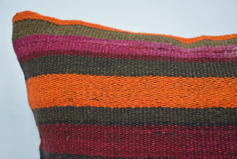 Pillow Sham, Car Pillow Sham, Turkish Kilim Pillow, Antique Pillows, Floor Cushion, 16x16 Orange Pillow Sham, Vintage Pillow, Bench Pillow - 2