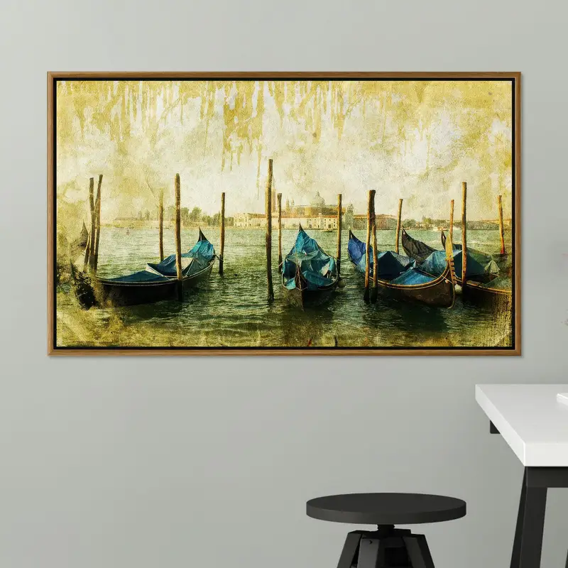 Elegant Italy Boat Landscape Canvas - Modern Abstract Art