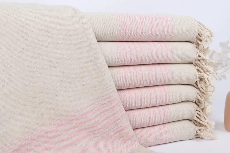 68x40 Linen Striped Towel, Bachelorette Gifts, Absorbent Turkish towel, Sand-free towel, Oversized lightweight Turkish bath towel USA, Baby Boy Gift - 1