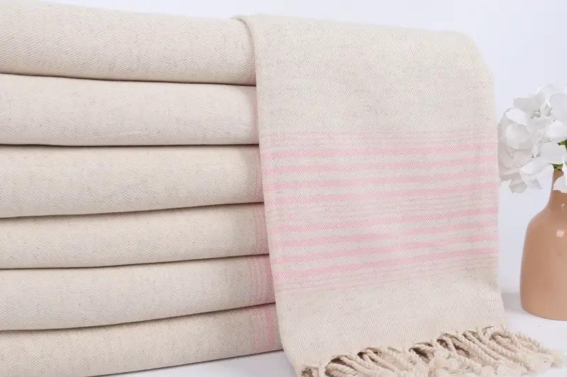 68x40 Linen Striped Towel, Bachelorette Gifts, Absorbent Turkish towel, Sand-free towel, Oversized lightweight Turkish bath towel USA, Baby Boy Gift - 2