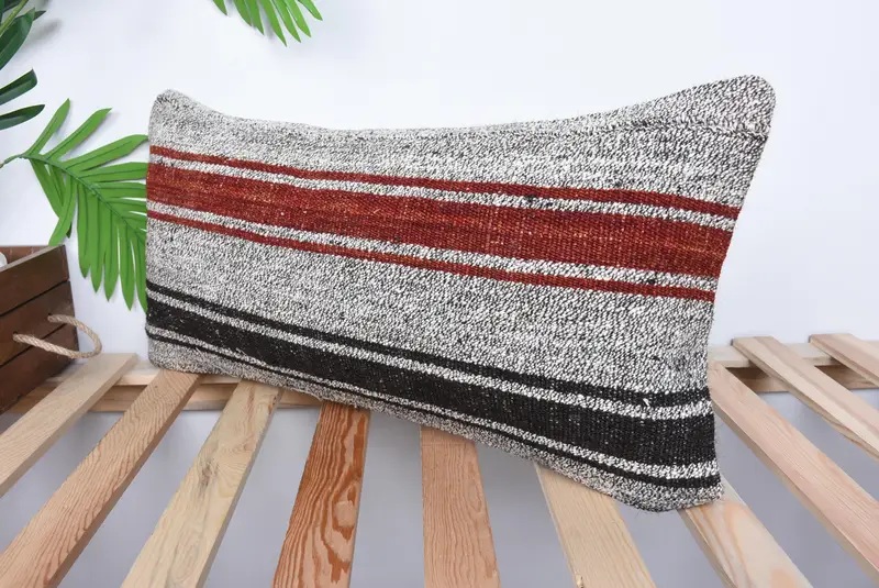 12x24 Red Pillow Sham, Cozy Throw Cushion Case, Gift Pillow, Pillow, Antique Pillows, Vintage Pillow, Handwoven Cushion Cover, Nomadic Pillow Case - 5